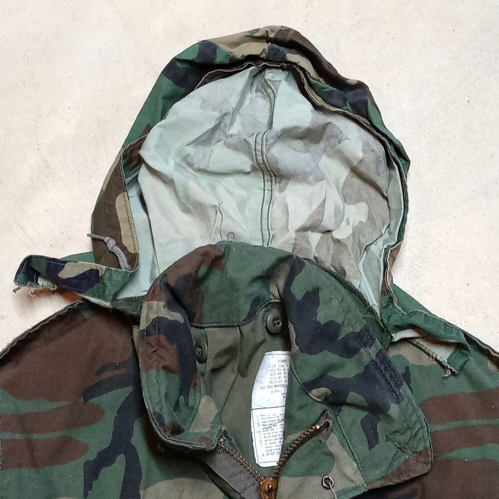Vintage US Military M65 Field Jacket Woodland Camo Cold Weather Coat XS Long - Picture 3 of 13